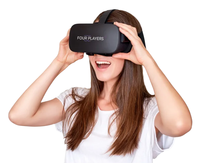 Persona usando visor de realidad virtual